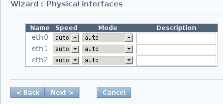 Configuration wizard step 1
