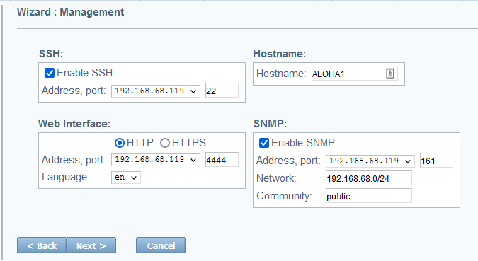 Configuration wizard step 7