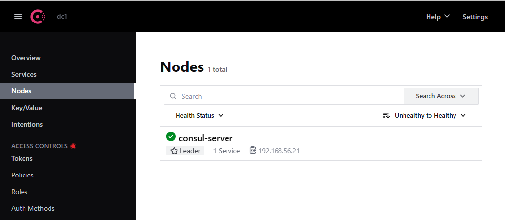 Consul server UI