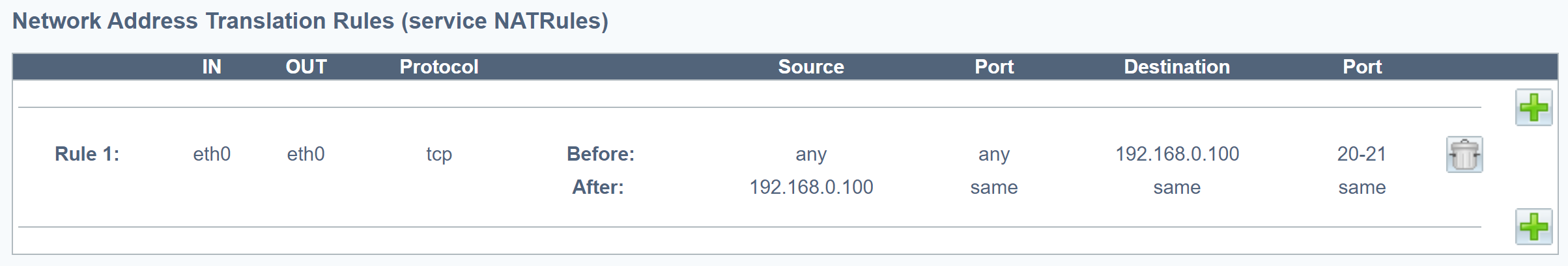 Active FTP NAT Configuration for Single Network