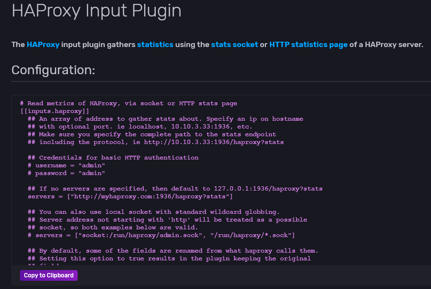 HAProxy Telegraf Configuration