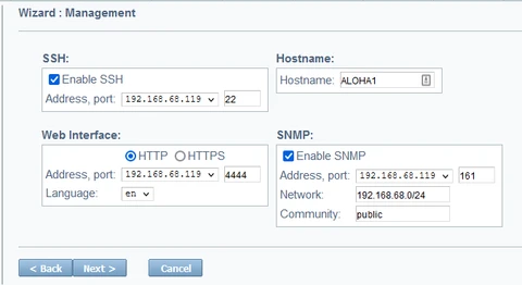 Configuration wizard step 7