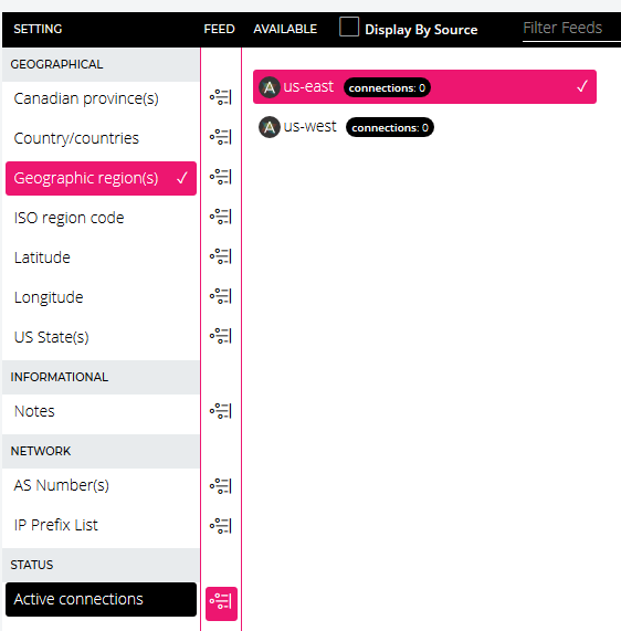 Choose the data feed