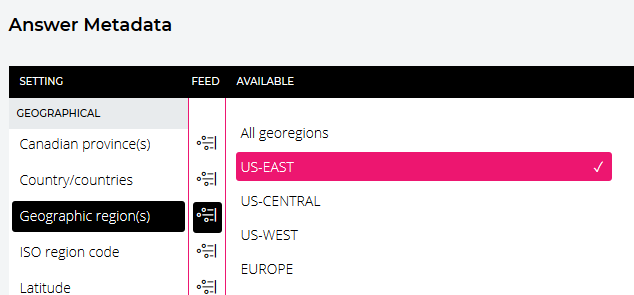 Set the geographic region