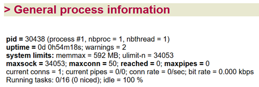 Statistics dashboard process information