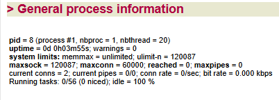 Statistics dashboard process information