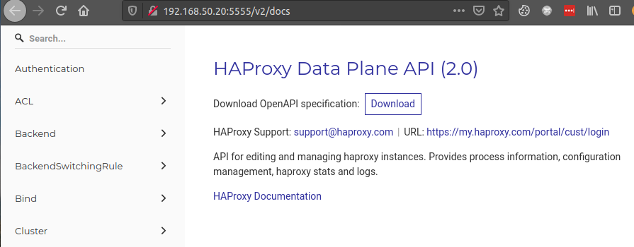 HAProxy Data Plane API docs