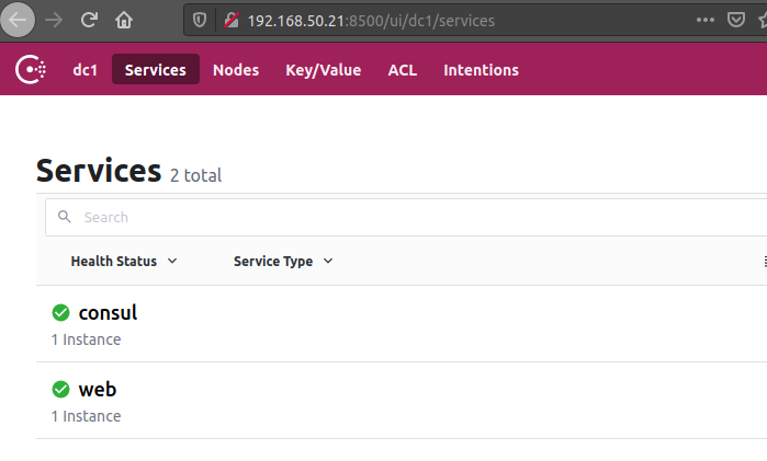 Consul web UI